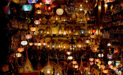 colorful moroccan lanterns in marrakech souk